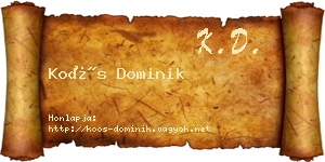 Koós Dominik névjegykártya
